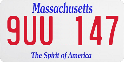 MA license plate 9UU147