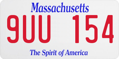 MA license plate 9UU154