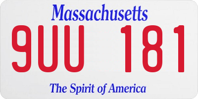 MA license plate 9UU181