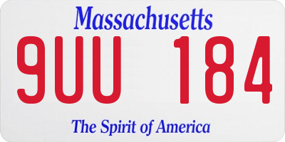MA license plate 9UU184