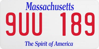 MA license plate 9UU189