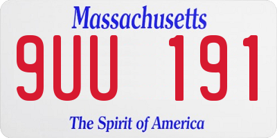 MA license plate 9UU191