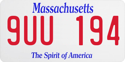 MA license plate 9UU194