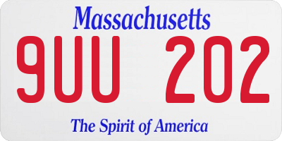 MA license plate 9UU202