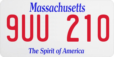 MA license plate 9UU210