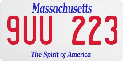 MA license plate 9UU223