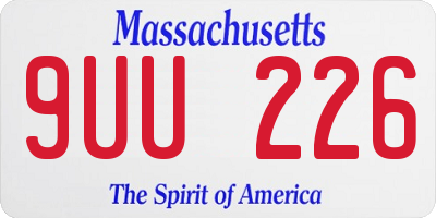 MA license plate 9UU226