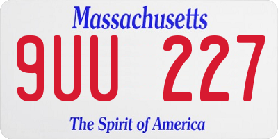 MA license plate 9UU227