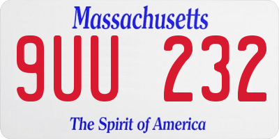 MA license plate 9UU232