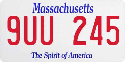 MA license plate 9UU245