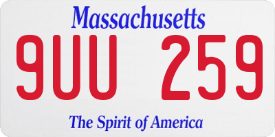 MA license plate 9UU259