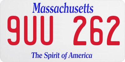 MA license plate 9UU262