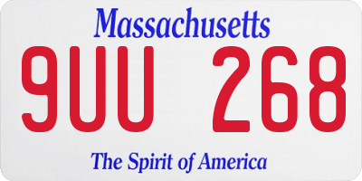 MA license plate 9UU268