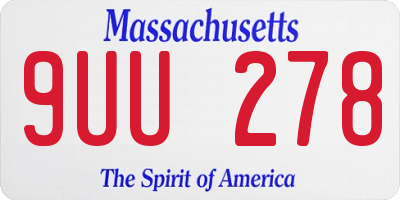 MA license plate 9UU278