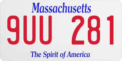 MA license plate 9UU281