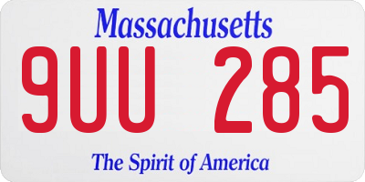 MA license plate 9UU285