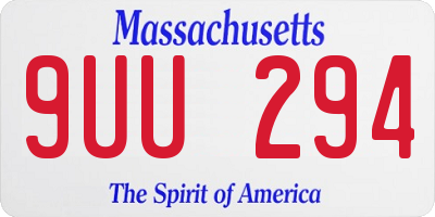 MA license plate 9UU294