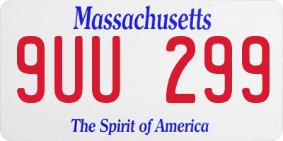 MA license plate 9UU299