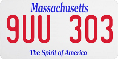 MA license plate 9UU303