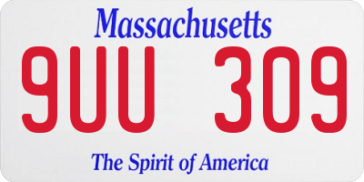 MA license plate 9UU309