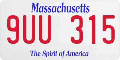 MA license plate 9UU315