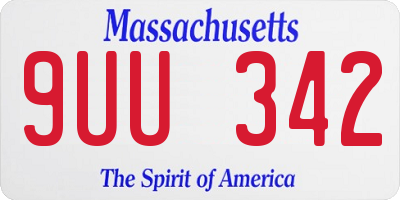 MA license plate 9UU342