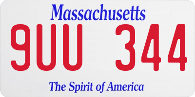 MA license plate 9UU344