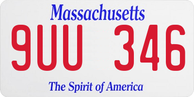 MA license plate 9UU346