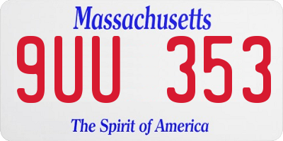 MA license plate 9UU353