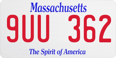MA license plate 9UU362