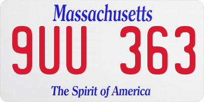MA license plate 9UU363
