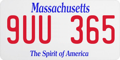 MA license plate 9UU365