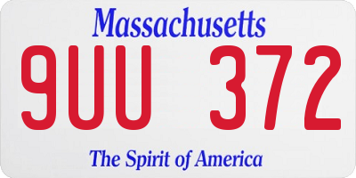 MA license plate 9UU372