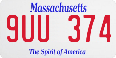 MA license plate 9UU374
