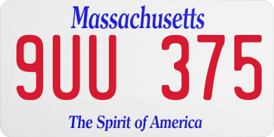 MA license plate 9UU375