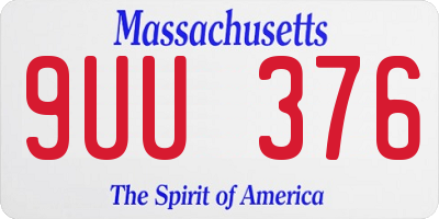 MA license plate 9UU376