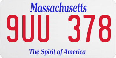 MA license plate 9UU378