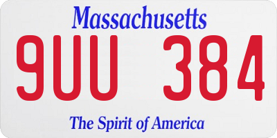 MA license plate 9UU384