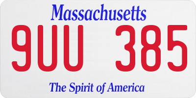 MA license plate 9UU385