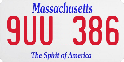 MA license plate 9UU386