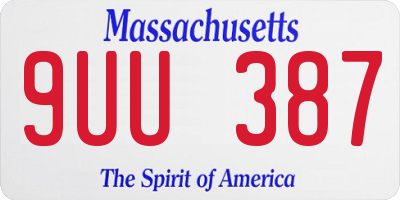 MA license plate 9UU387