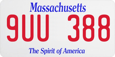 MA license plate 9UU388