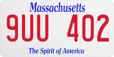 MA license plate 9UU402