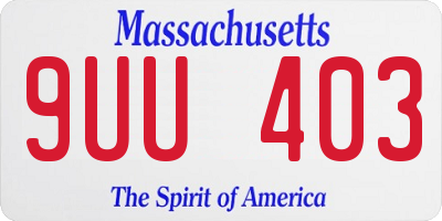 MA license plate 9UU403