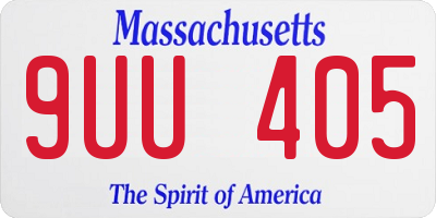 MA license plate 9UU405
