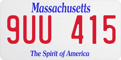 MA license plate 9UU415