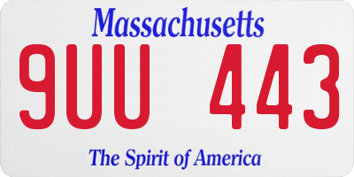 MA license plate 9UU443