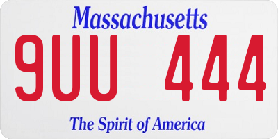 MA license plate 9UU444
