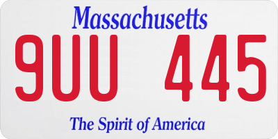 MA license plate 9UU445