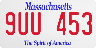 MA license plate 9UU453